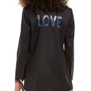 Zadig & Voltaire Black Blazer with Black LOVE Embroidery